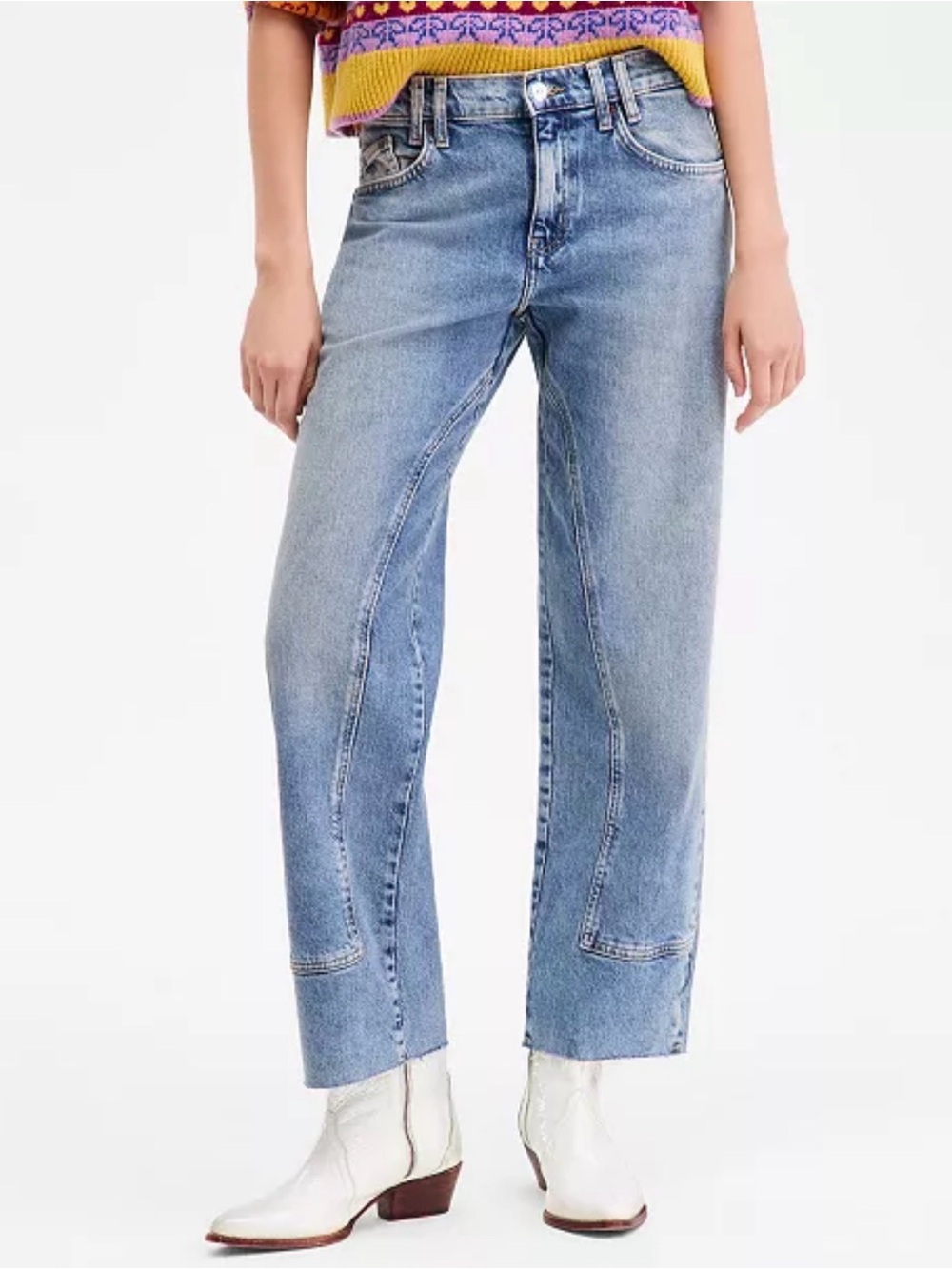 Free People We The Free Risk Taker Mid-Rise Straight-Leg Jeans Relax Fit Sz 31